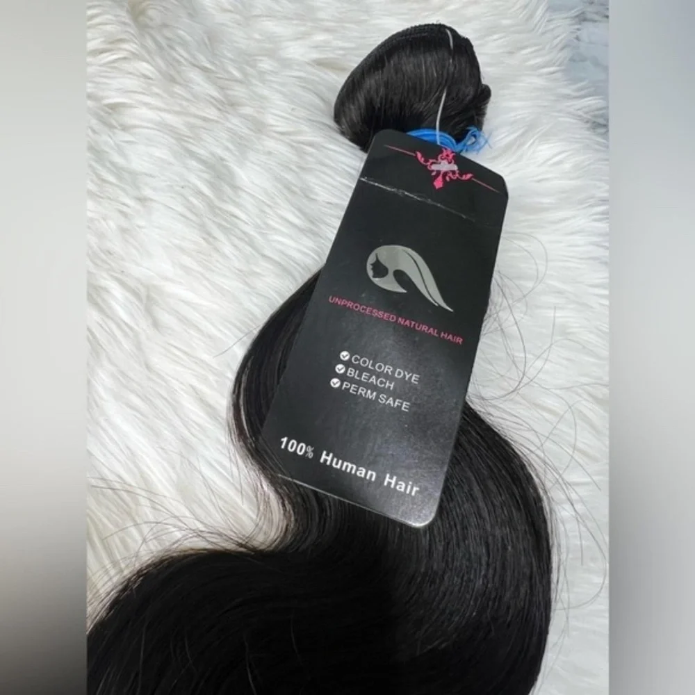 100% HUMAN HAIR  #1  Black , Unprocessed Virgin Body wave Bundle - Picture 2 of 5
